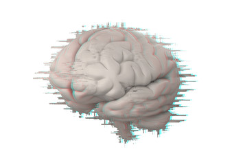 brain with glitch effect