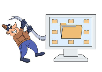 Computer thief with a crowbar
