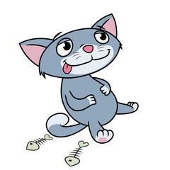 Kitten has eaten till full