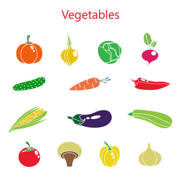 Vector illustration of color set of vegetables