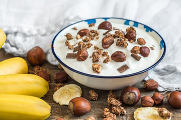 Yogurt with Muesli, Banana and Nuts