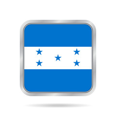 Flag of Honduras. Metallic gray square button.