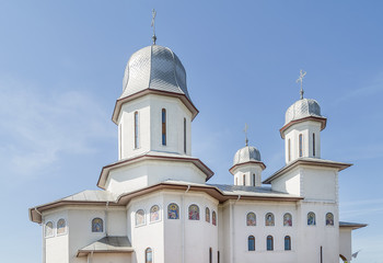 Detail of the church Biserica Sf. Imparati Constantin si Elena in Bals, Oltenia, Romania, on a sunny day