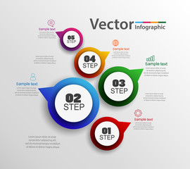  Vector infographics design and marketing icons can be used for workflow layout, diagram, annual report, web design. Business concept with 5 options, steps or processes. Eps 10