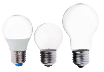 three empty lamps isolated on white