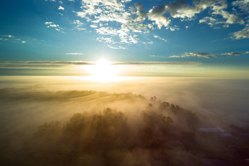 Foggy morning in countryside, Latvia.