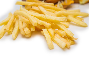 Burger, french fries, fast food on isolated background