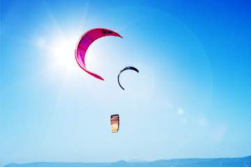 kite surfing canvas blue sky