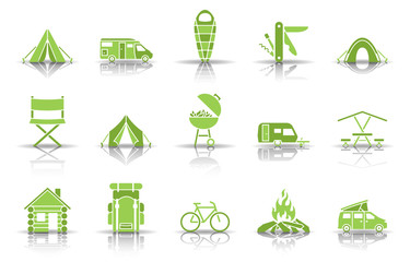 Camping Iconset - Gr&uuml;n (Schatten)