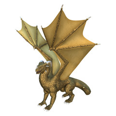 3D Rendering Fantasy Dragon on White