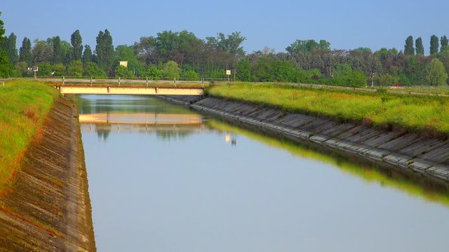 graded shot of bridge on irrigation channel