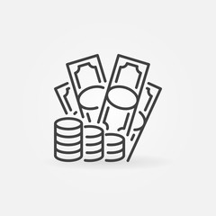 Money with coins icon