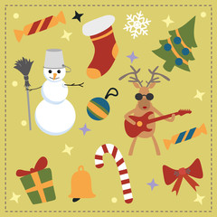 Christmas attributes on a light background. vector drawing