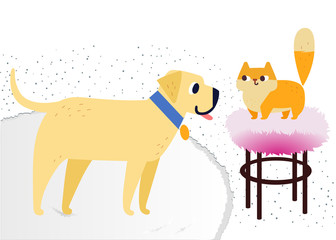 Cat and Dog characters best happy friends. Vector flat cartoon illustration