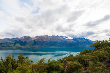 Mountain & reflection lake from view point on the way to Glenorchy, New Zealand