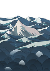 Fototapeta premium Paper-cut Style Applique Mountains - ilustracji wektorowych.