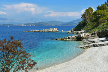 Naklejka premium Secluded beach on the Greek Island of Corfu, Ionian Sea