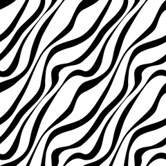 Wavy lines, black on white. 
Seamless pattern.Vector illustration.