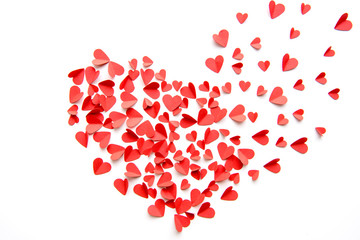 Big heart sign made from red hearts isolated on white. Valentines day concept