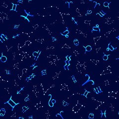 Seamless pattern with zodiac signs