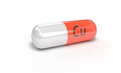 Pill Cu isolated on the white, 3d render