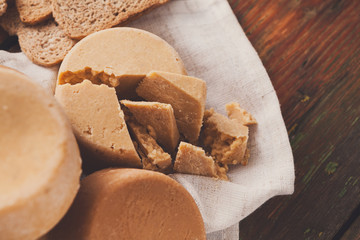 Norwegian homemade soft brown cheese brunost