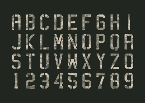 Font militaire camouflage pixels
