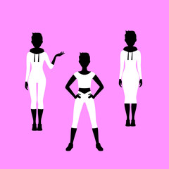 Fashion short hared woman model silhouettes