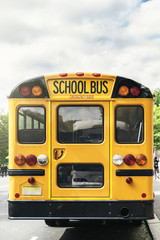 Fototapeta na wymiar Yellow School Bus in Manhattan Streets.