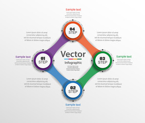 Colorful infographics template with steps, options. For infographic, banner, web design,presentation. Vector illustration. Eps 10