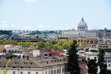 Fototapeta na wymiar Panorama of Rome from Piazza del Popolo and Terrazza del Pincio
