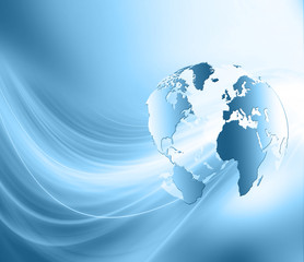 Best Internet Concept of global business. Globe, glowing lines on technological background. Wi-Fi, rays, symbols Internet, 3D illustration