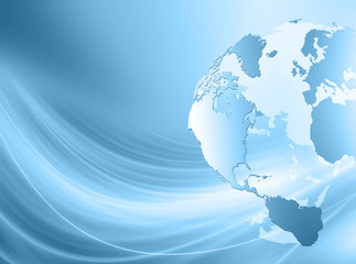 Best Internet Concept of global business. Globe, glowing lines on technological background. Wi-Fi, rays, symbols Internet, 3D illustration