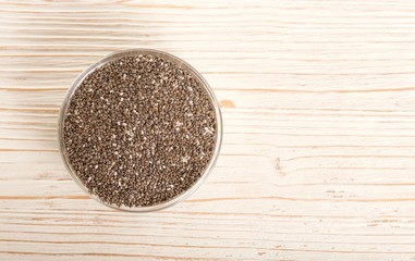 chia seeds on wooden background