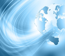 Best Internet Concept of global business. Globe, glowing lines on technological background. Wi-Fi, rays, symbols Internet, 3D illustration