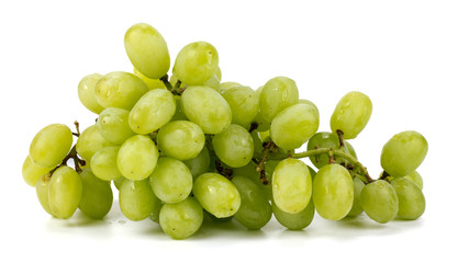 Green grapes on a white background