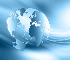 Best Internet Concept of global business. Globe, glowing lines on technological background. Wi-Fi, rays, symbols Internet, 3D illustration