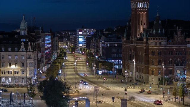 Time lapse over downtown Helsingborg