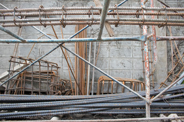 reinforcing bar on construction site