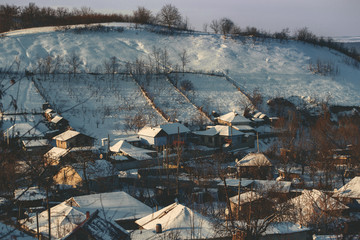 Small moldavian village in winter - 158875398