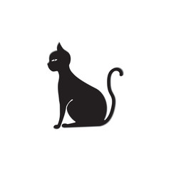 Sketch black cat small isolated on white background creative art abstract modern vector