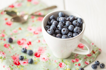 Tasty Blueberries Fruit in Bowl, Blueberries are Antioxidant Organic Superfood, Horizontal View