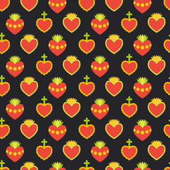 Sacred heart vector seamless pattern