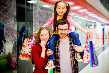Happy family shopping