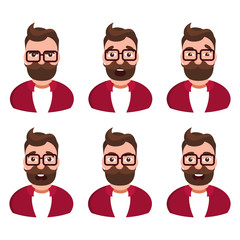 Fototapeta premium Young stylish emotion guy, vector illustration