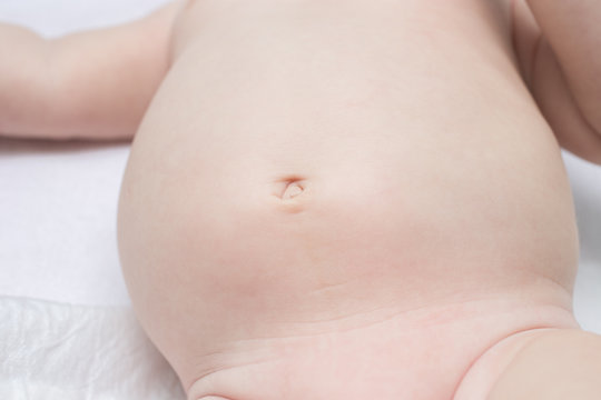 Newborn belly close up
