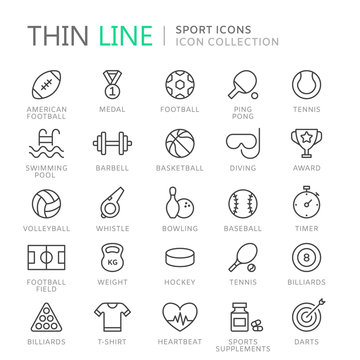 Collection Of Sport Thin Line Icons