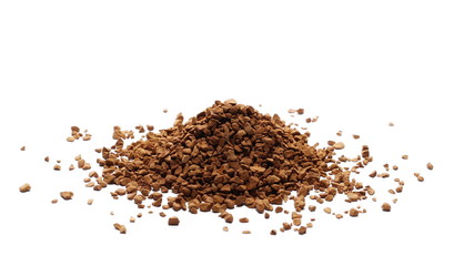 Pile of instant coffee grains isolated on white