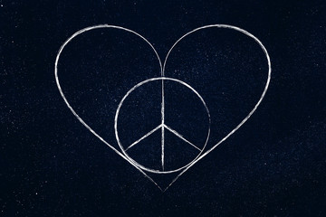 peace and love heart symbol