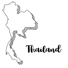 Hand drawn  of Thailand map, vector  illustration
